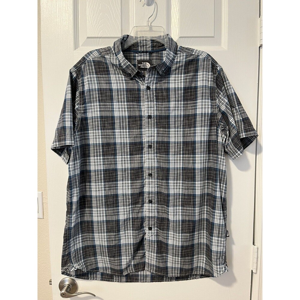 THE NORTH FACE Plaid Striped Nylon Short Sleeve Button Shirt Men’s Size XL
